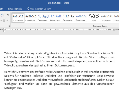 Wie erzeuge ich mit Word einen Blindtext?