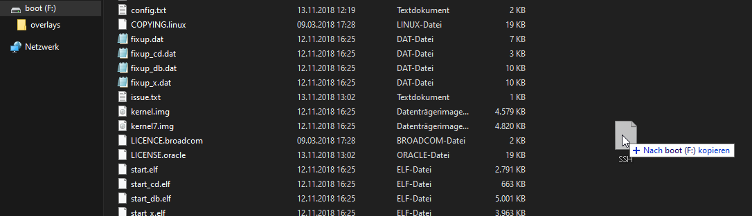 leere Datei ohne Dateiendung mit dem Namen „SSH“ erstellen