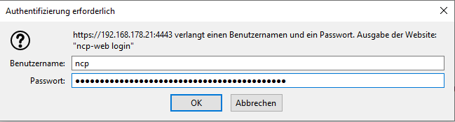 Screenshot Authentizifierung erforderlich