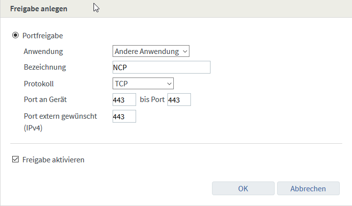 HTTP-Freigabe Schritt 2 Screenshot