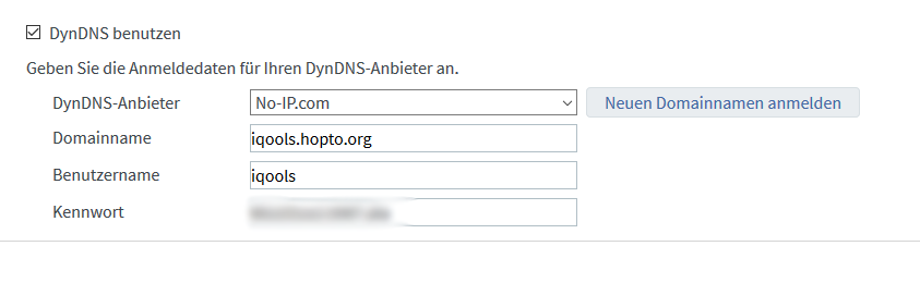 IP-Eintrag für DynDNS