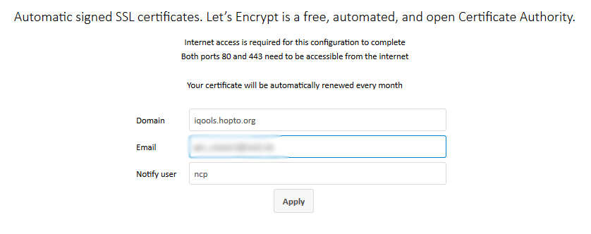 Zertifikat eintragen für SSL-Verschlüsselung